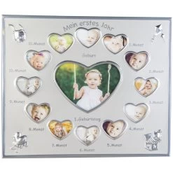 Alu Bilderrahmen - Baby`s Erstes Jahr - Herzförmige Öffnungen