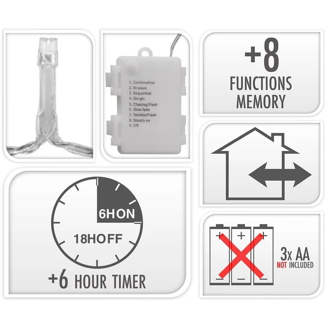 24er LED-Lichterkette - Ca. 1,80 M - Warmweiß 3 24er LED-Lichterkette - Ca. 1,80 M - Warmweiß – Bild 3