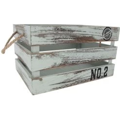 Dekokiste - Aus Holz - Größe M - Grün/antik