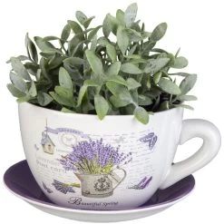Pflanzgefäß - Tasse Mit Lavendel - Aus Keramik - Verschiedene Größen