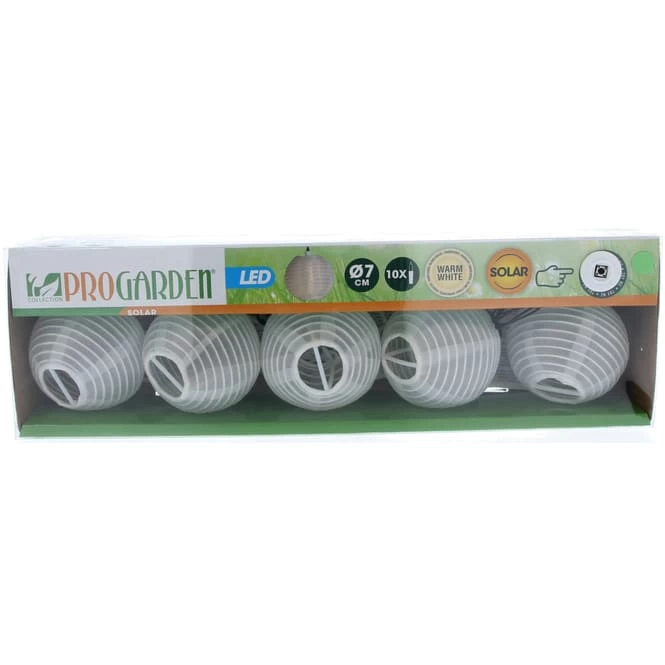 10er Solarlichterkette - Lampions - 170 Cm - Weiß 2 10er Solarlichterkette - Lampions - 170 Cm - Weiß – Bild 2