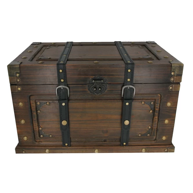 Truhe - L - Dunkelbraun - Aus Holz - Ca. 61 X 37 X 35 Cm 1 Truhe - L - Dunkelbraun - Aus Holz - Ca. 61 X 37 X 35 Cm