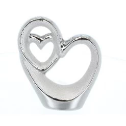 Standdeko - Herzsilhouetten - Aus Keramik - Ca. 13 X 4,5 X 14,5 Cm - Silber