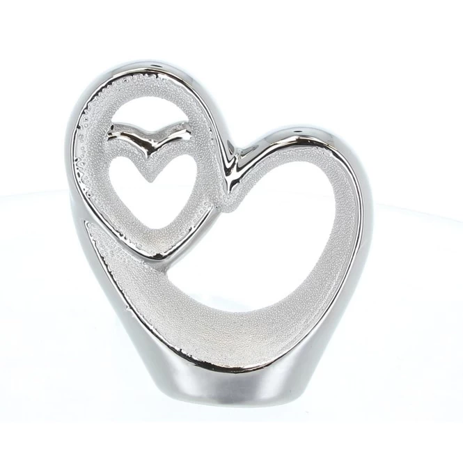 Standdeko - Herzsilhouetten - Aus Keramik - Ca. 13 X 4,5 X 14,5 Cm - Silber 1 Standdeko - Herzsilhouetten - Aus Keramik - Ca. 13 X 4,5 X 14,5 Cm - Silber