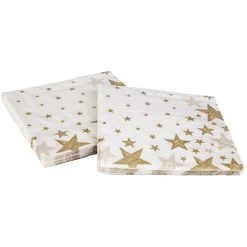 20 Servietten - Sterne - Creme - Ca. 33 X 33 Cm