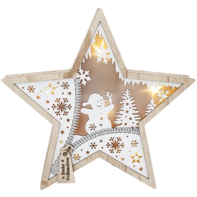 LED-Standdeko - Stern - Aus Holz - Ca. 27,5 X 4,5 X 26 Cm 1 LED-Standdeko - Stern - Aus Holz - Ca. 27,5 X 4,5 X 26 Cm