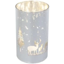 LED-Zylinder - Rentiere - Aus Glas - Ca. 9 X 15 Cm