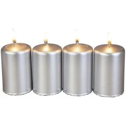 Stumpenkerzen - Ca. 5 X 8 Cm - 4 Stück - Silber