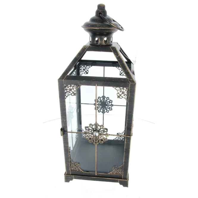 Laterne Schwarz/gold Gebürstet - Ca. 13 X 13 X 33,5 Cm 1 Laterne Schwarz/gold Gebürstet - Ca. 13 X 13 X 33,5 Cm