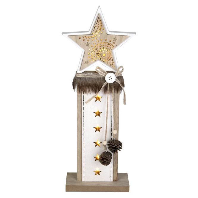 LED-Stern - Aus Holz - Ca. 14 X 5 X 42 Cm 1 LED-Stern - Aus Holz - Ca. 14 X 5 X 42 Cm