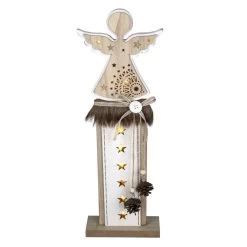 LED-Engel - Aus Holz - Ca. 14 X 5 X 42 Cm