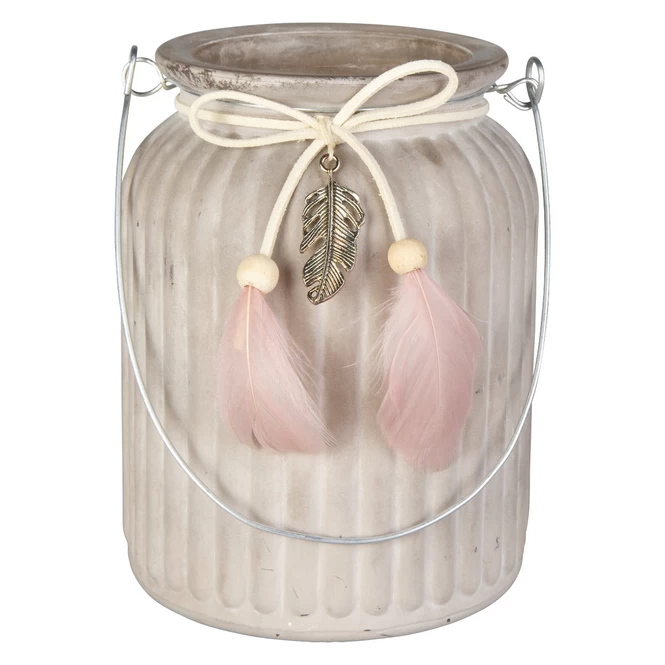 Windlicht - Federn - Aus Glas - Ca. 11 X 14,5 Cm 3 Windlicht - Federn - Aus Glas - Ca. 11 X 14,5 Cm – Bild 3