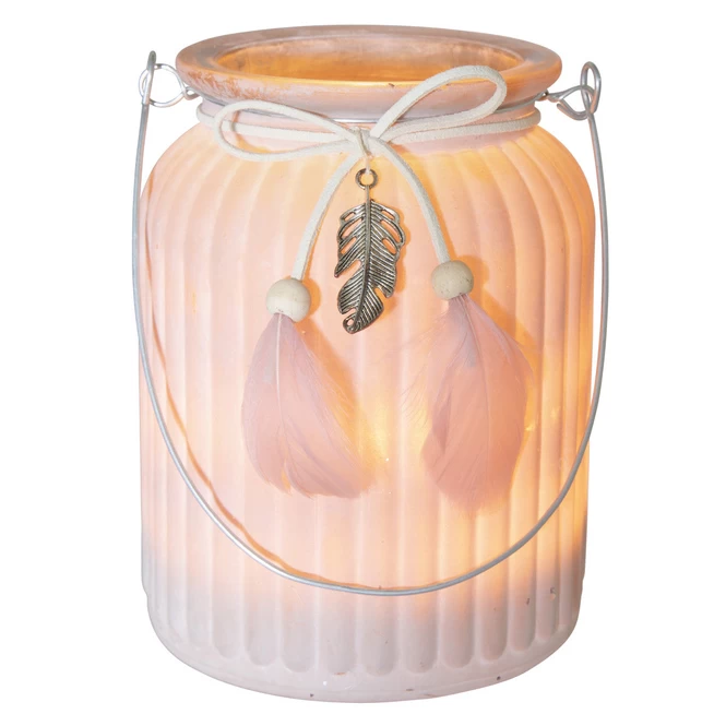 Windlicht - Federn - Aus Glas - Ca. 11 X 14,5 Cm 1 Windlicht - Federn - Aus Glas - Ca. 11 X 14,5 Cm