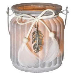 Teelichtglas - Federn - Ca. 7,5 X 9 Cm -Dekorieren Verkauf Geschäft 229873 2