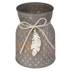 Teelichtglas - Feder - Ca. 10 X 12,5 Cm