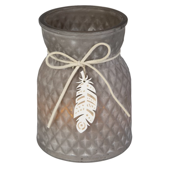 Teelichtglas - Feder - Ca. 10 X 12,5 Cm 1 Teelichtglas - Feder - Ca. 10 X 12,5 Cm