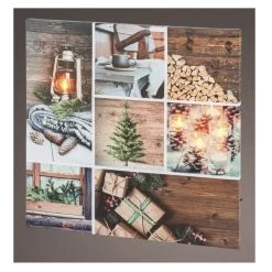 LED-Wanddeko - Bild - Aus Holz - Ca. 38 X 38 X 1 Cm - 1 Stück