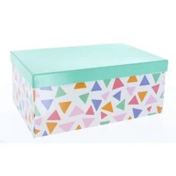 Geschenkbox - XS - Dreiecke Mint - Aus Papier - Ca. 16 X 9,5 X 5,5 Cm