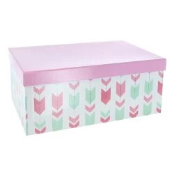 Geschenkbox - XL - Pfeile Rosa - Aus Papier - Ca. 32,5 X 21,5 X 13,5 Cm