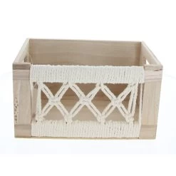 Box - Geflochtene Seiten - Aus Holz - Ca. 35 X 25 X 18 Cm