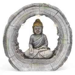 LED-Buddha - Aus Magnesia - Ca. 40 X 14 X 39 Cm
