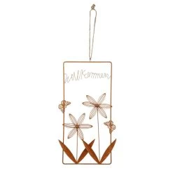 Dekohänger - Willkommen - Rostoptik - Aus Metall - Ca. 22 X 1,5 X 38,5 Cm