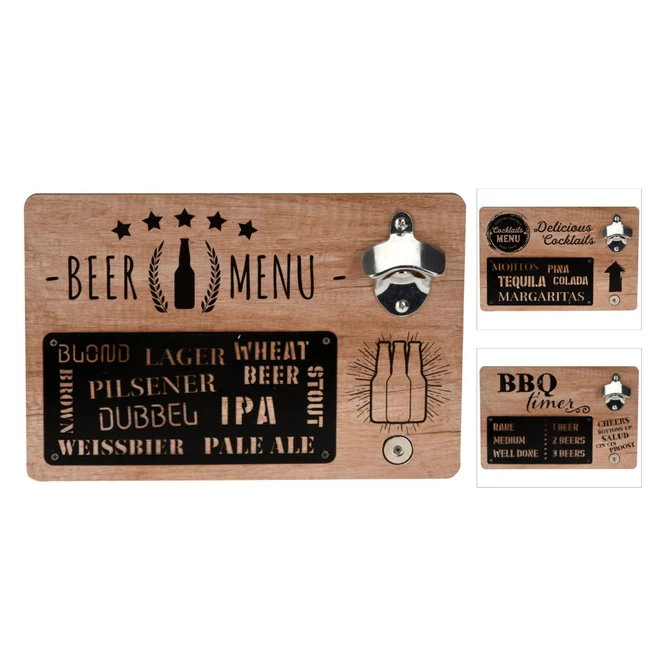 Wanddeko - Flaschenöffner - Aus Holz - Ca. 30 X 20 X 4 Cm - 1 Stück 1 Wanddeko - Flaschenöffner - Aus Holz - Ca. 30 X 20 X 4 Cm - 1 Stück