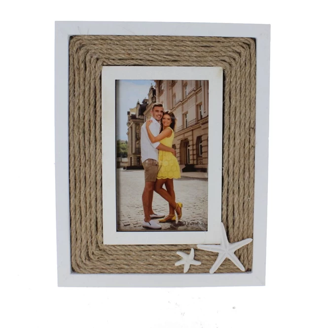 Bilderrahmen - Seesterne - Holz Mit Kordel - Ca. 19 X 1,5 X 24 Cm 1 Bilderrahmen - Seesterne - Holz Mit Kordel - Ca. 19 X 1,5 X 24 Cm