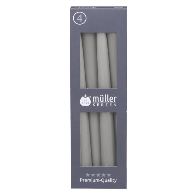 Spitzkerzen - Ca. 2 X 24,5 Cm - Grau - 4 Stück 1 Spitzkerzen - Ca. 2 X 24,5 Cm - Grau - 4 Stück