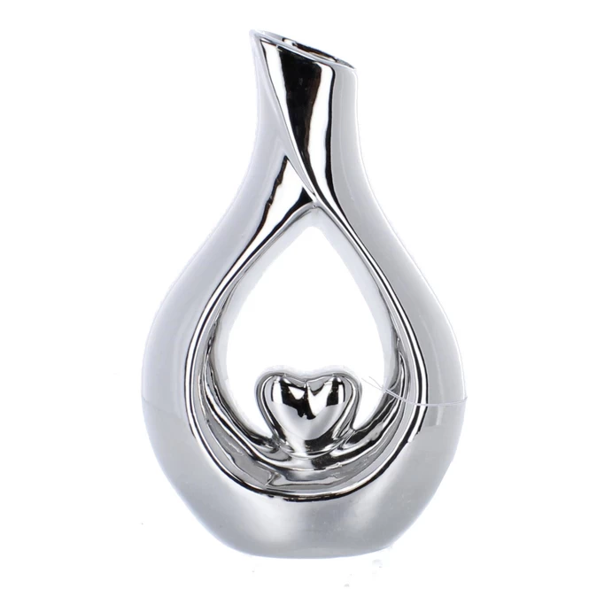 Vase Tropfensilhouette Silber - Ca. 16 X 6 X 25 Cm 1 Vase Tropfensilhouette Silber - Ca. 16 X 6 X 25 Cm