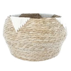 Korb Mit Dreieckmuster - Aus Naturgras - Ca. 30 X 24 Cm