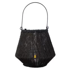 Windlicht - Schwarz - Aus Jute Und Metall - Ca. 15 X 20/36 Cm