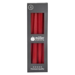 Spitzkerzen - Ca. 2 X 24,5 Cm - Rot - 4 Stück