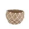 Korb Mit Netz - Aus Stroh Und Textil - Ca. 25/17x18,5 Cm