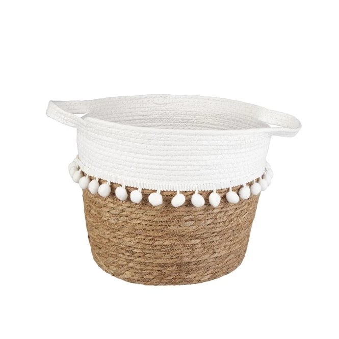 Korb Braun/weiß - Aus Stroh Und Papierseil - Ca. 30/41x25 Cm 1 Korb Braun/weiß - Aus Stroh Und Papierseil - Ca. 30/41x25 Cm