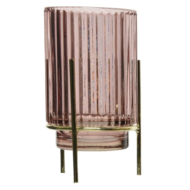 Teelichtglas - Ca. 9 X 15,5 Cm - Rosa - 1 Stück 1 Teelichtglas - Ca. 9 X 15,5 Cm - Rosa - 1 Stück