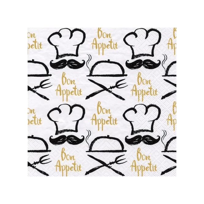 20 Servietten - Bon Appetit - Ca. 33 X 33 Cm 1 20 Servietten - Bon Appetit - Ca. 33 X 33 Cm