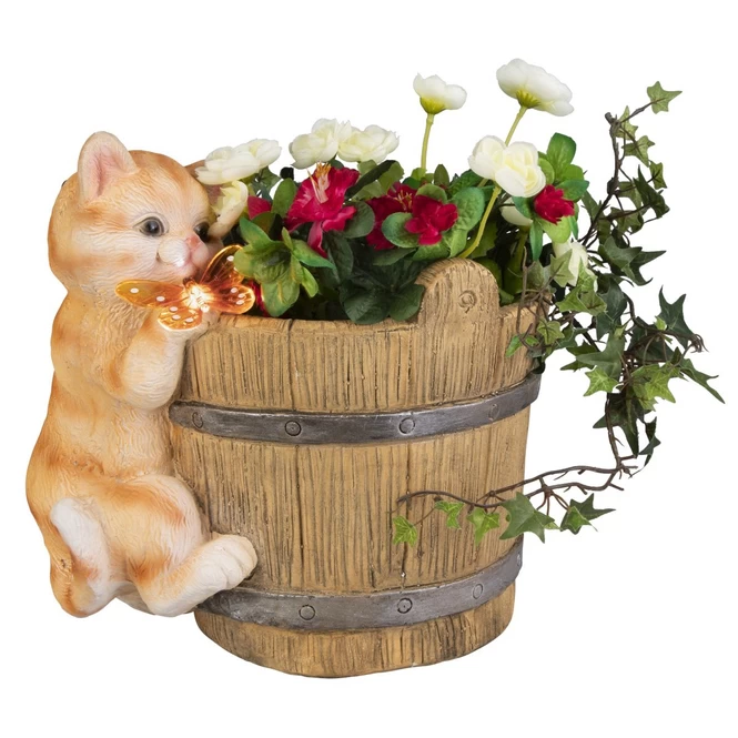 Pflanztopf Mit Solar LED - Aus Magnesia - Ca. 32 X 24 X 31 Cm 1 Pflanztopf Mit Solar LED - Aus Magnesia - Ca. 32 X 24 X 31 Cm