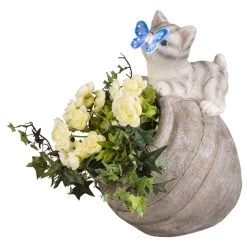 Pflanztopf - Krug Mit Solar LED - Aus Magnesia - Ca. 30 X 25,5 X 41 Cm -Dekorieren Verkauf Geschäft 243342 4016096447281 mica living pflanztopf krug mit solar led 04