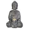Buddha Mit Solar LED - Aus Polyresin - Ca. 19 X 15 X 30 Cm