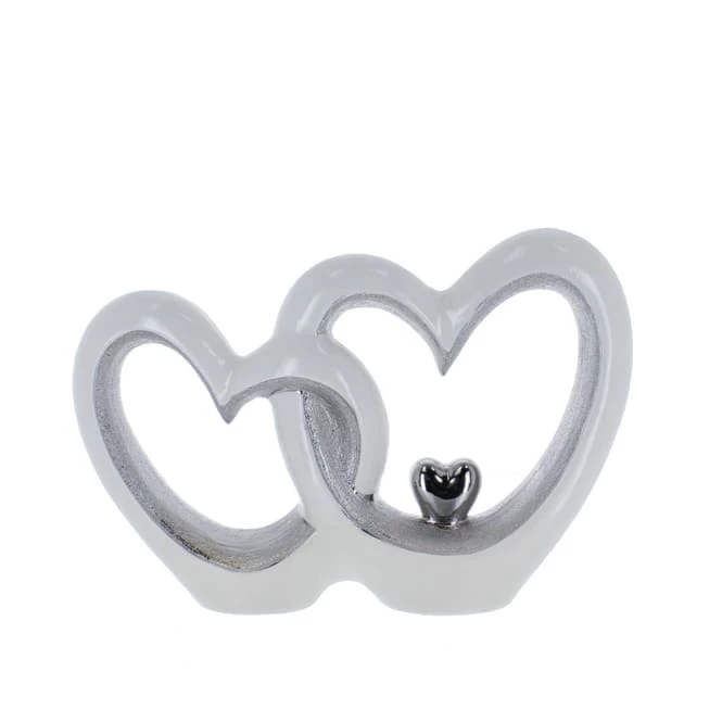 Standdeko - Herzsilhouette - Weiß/siber - Aus Keramik - Ca. 33 X 9 X 22,5 Cm 1 Standdeko - Herzsilhouette - Weiß/siber - Aus Keramik - Ca. 33 X 9 X 22,5 Cm