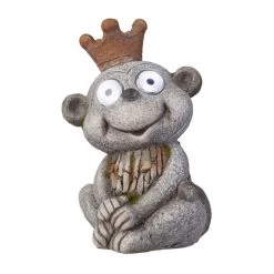 Affe Mit Krone - Mit Solar LED - Aus Polyresin - Ca. 14 X 11 X 20,5 Cm