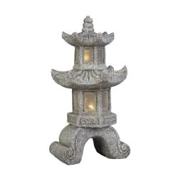 Chinaturm Mit Solar LED - Aus Magnesia - Ca. 31,5 X 31,5 X 64 Cm