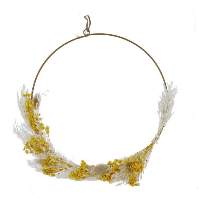 Dekohänger - Ring Mit Trockenblumen - Aus Metall - Ca. 30 X 1 X 28 Cm 1 Dekohänger - Ring Mit Trockenblumen - Aus Metall - Ca. 30 X 1 X 28 Cm
