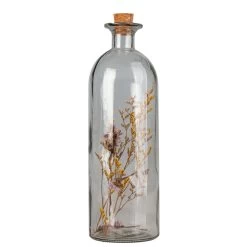 Flasche Mit Trockenblumen - Aus Glas - Ca. 5,5 X 17 Cm