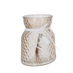 Vase Mit Quaste - Braun - Aus Glas - Ca. 10 X 13,5 Cm