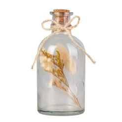 Flasche Mit Trockenblumen - Beige/braun - Aus Glas - Ca. 6,5 X 13,5 Cm