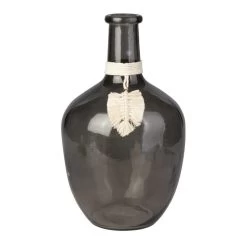 Glas-Vase Mit Makrameeblatt - Bauchig - Ca. 18 X 30,5 Cm