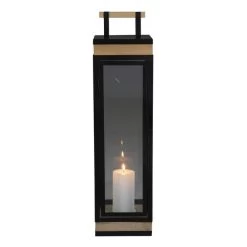 Laterne - Aus Holz Und Metall - Ca. 17,5 X 17 X 67 Cm