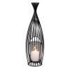 Windlicht - Schwarz - Aus Metall Und Glas - Ca. 16 X 15 X 50,5 Cm